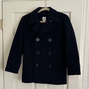 GAP Navy Double-Breasted Coat - Youth Large